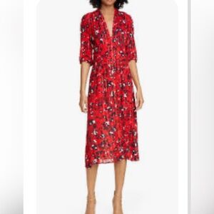 ba&sh Red Floral Midi Dress
